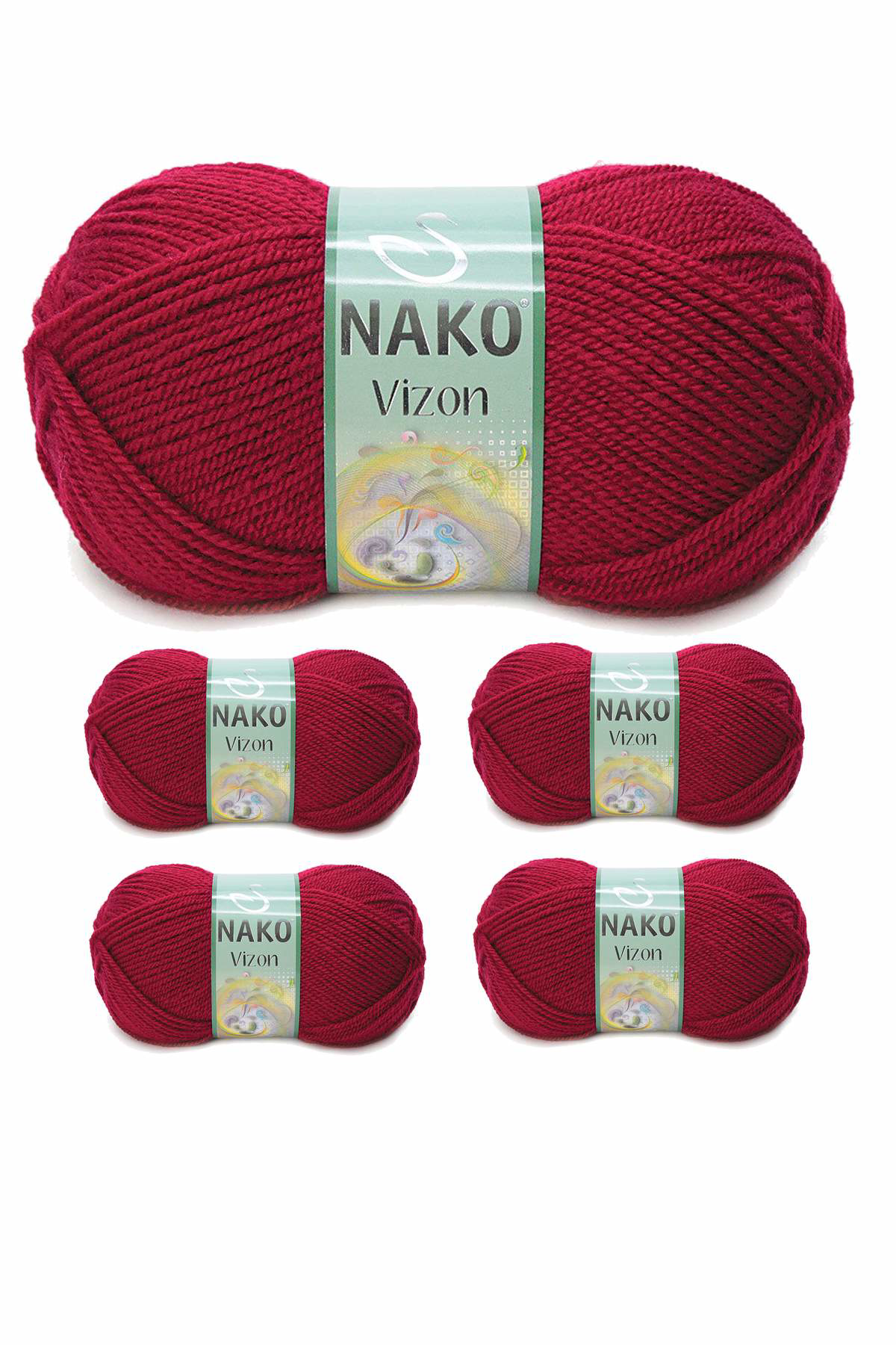 Just Cheap Store 5 Adet Vizon Premium Akrilik El Örgü İpi Yünü Renk No:3630 Vişne 