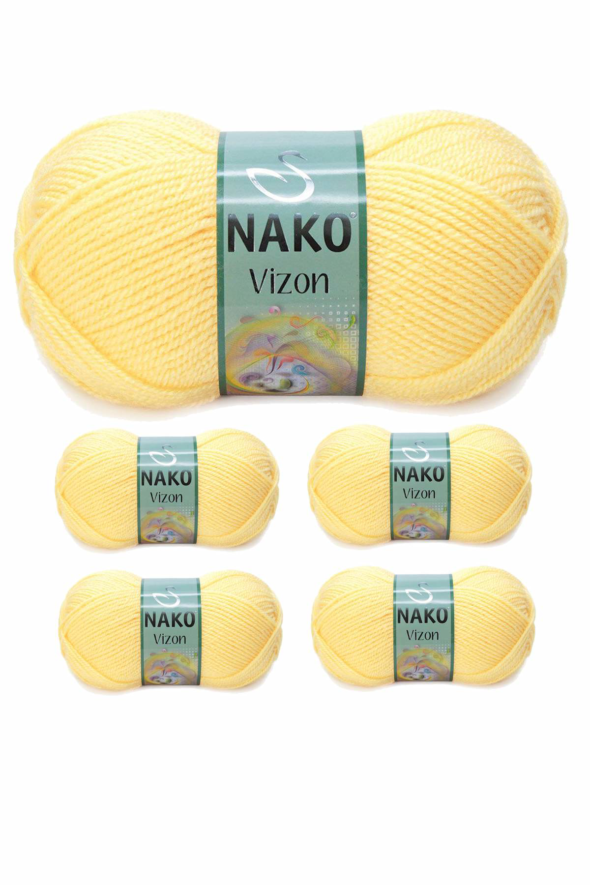 Just Cheap Store 5 Adet Vizon Premium Akrilik El Örgü İpi Yünü Renk No:215 Saman S