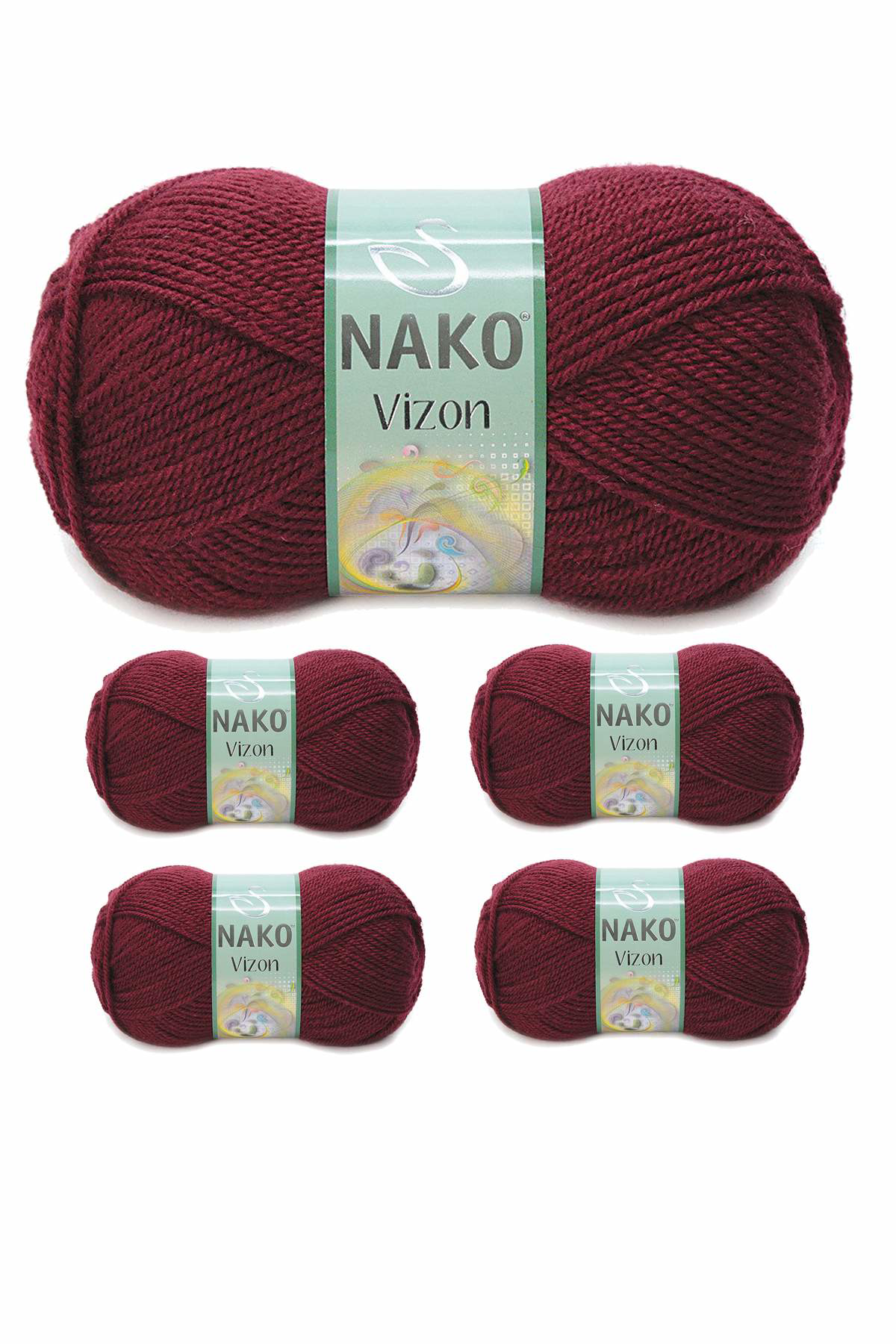 Just Cheap Store 5 Adet Vizon Premium Akrilik El Örgü İpi Yünü Renk No:999 Bordo