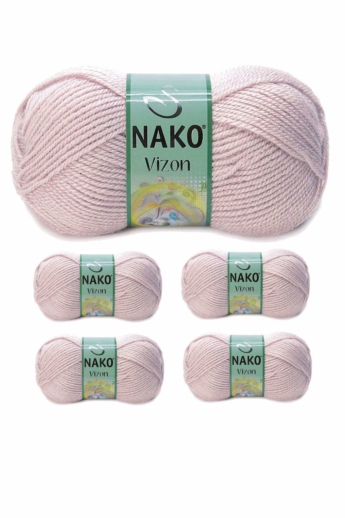 Just Cheap Store 5 Adet Vizon Premium Akrilik El Örgü İpi Yünü Renk No:318 Gül Gon