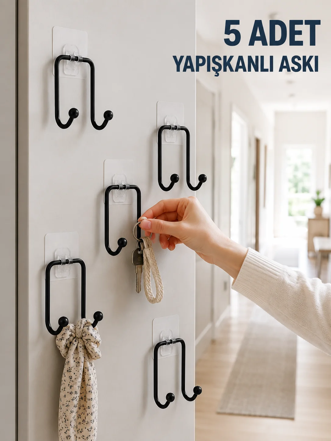 5 Adet Yapışkanlı Duvar Askısı Çok Amaçlı Pratik Askılık Seti Fiyatı, Yorumları ve Özellikleri