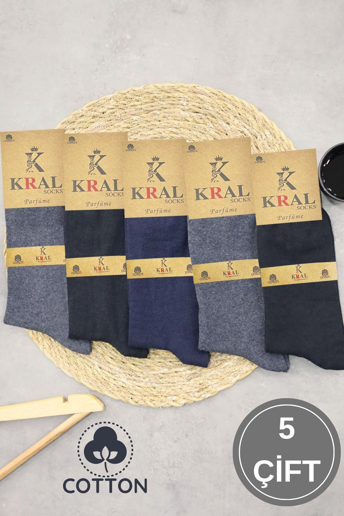 Kral Socks 5 Adet Yazlik Penye Erkek Orta Uzun Çorap Parfümlü