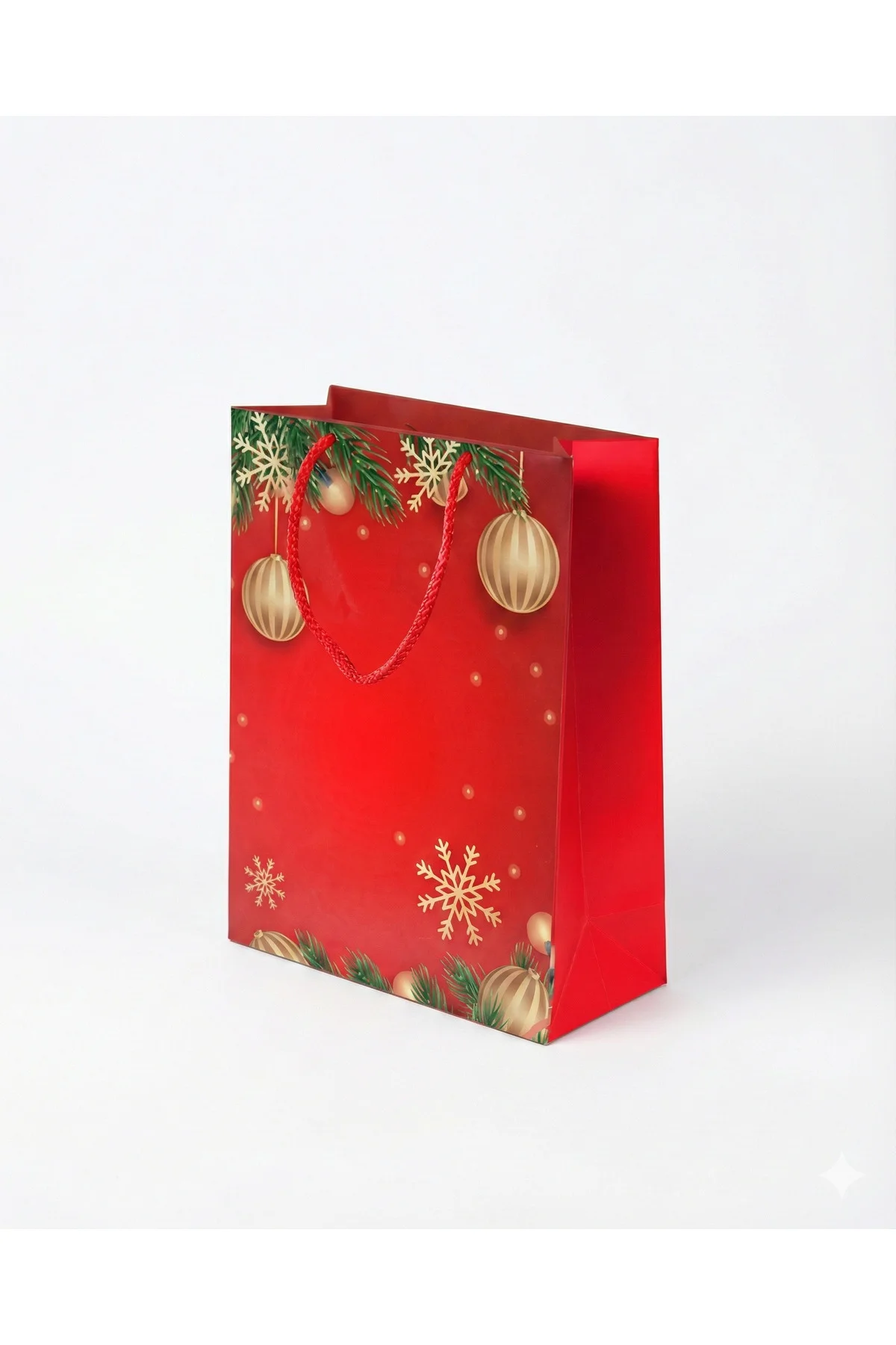 5 Adet Yılbaşı Hediye Çantası 25x30 cm - Kırmızı Desenli Ekonomik