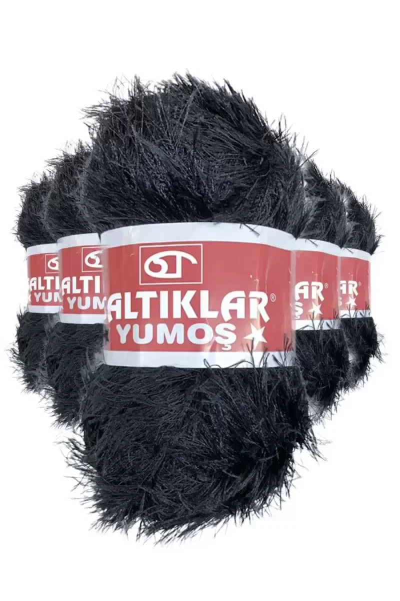 5 Adet Yumoş Sakallı El Örgü Ipi Yünü SİYAH 5 Adet Yumoş Sakallı El Örgü Ipi Yünü SİYAH