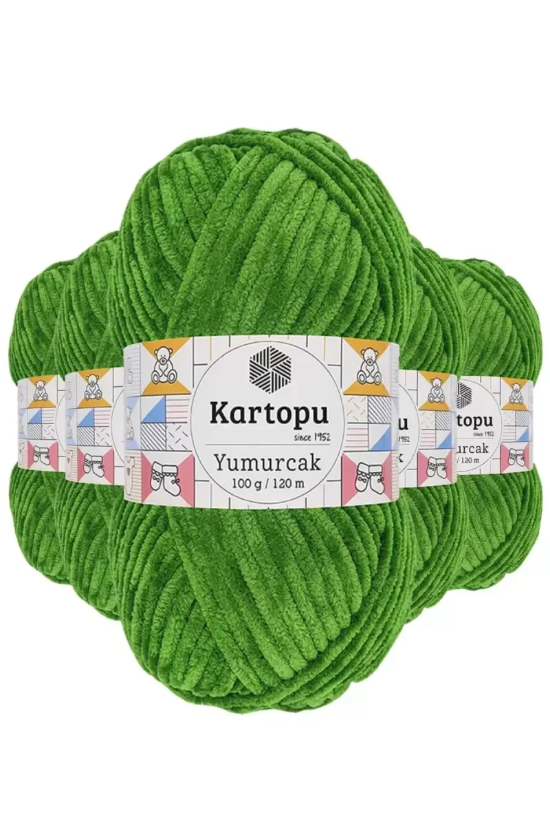 5 Adet Yumurcak Kadife El Örgü İpi Yeşil K469 5 Adet Yumurcak Kadife El Örgü İpi Yeşil K469