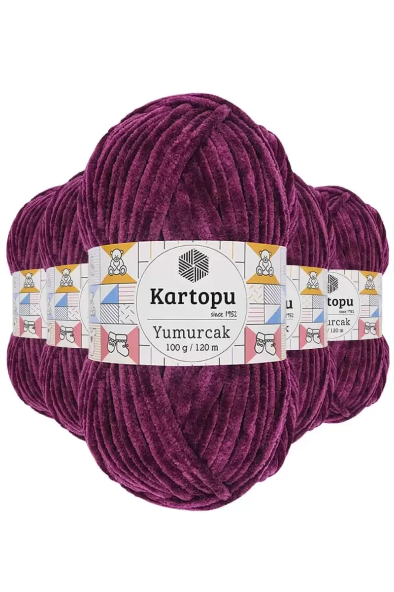 5 Adet Yumurcak Kadife El Örgü İpi Mürdüm K726 5 Adet Yumurcak Kadife El Örgü İpi Mürdüm K726