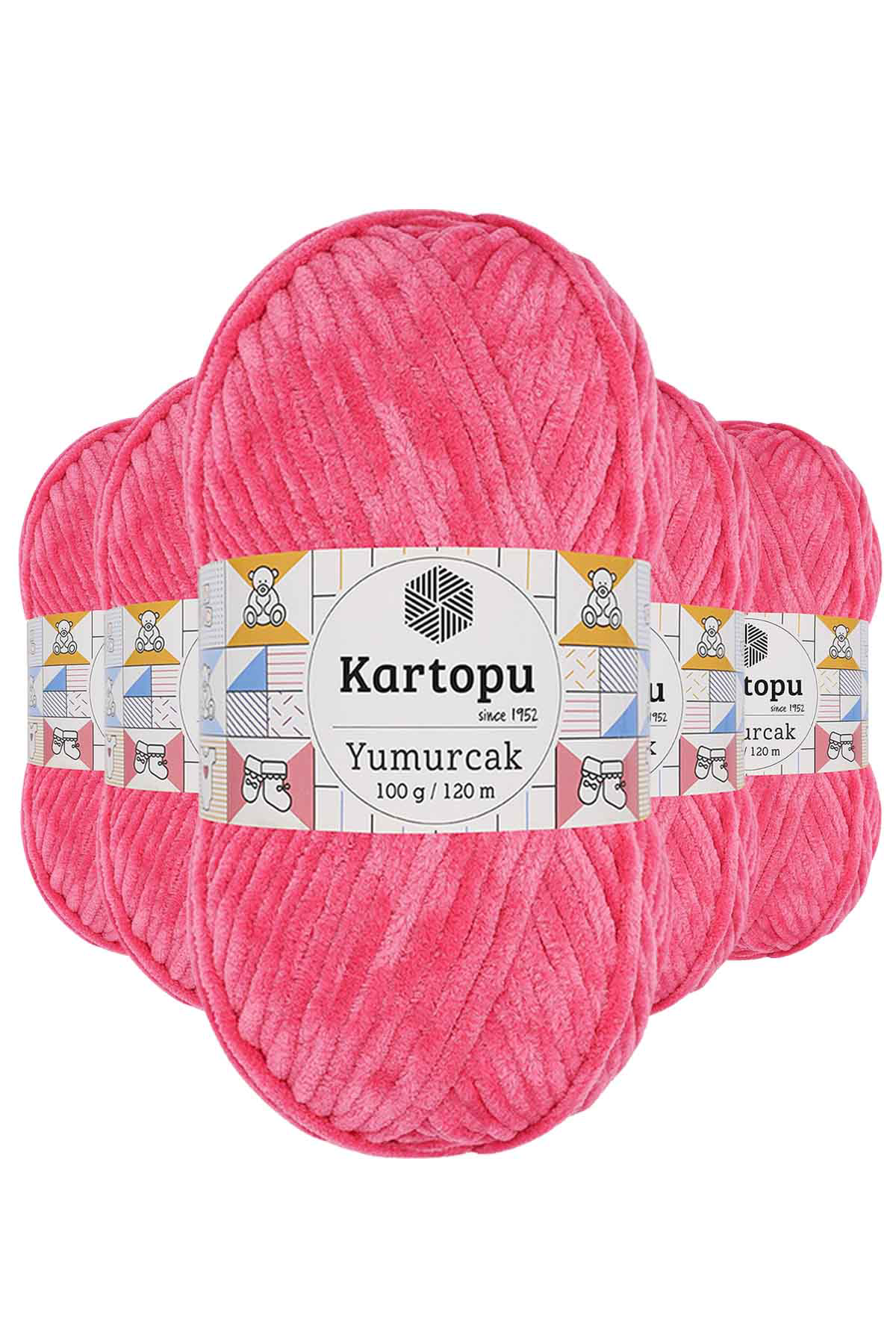 5 Adet Yumurcak Kadife El Örgü İpi Pembe K798