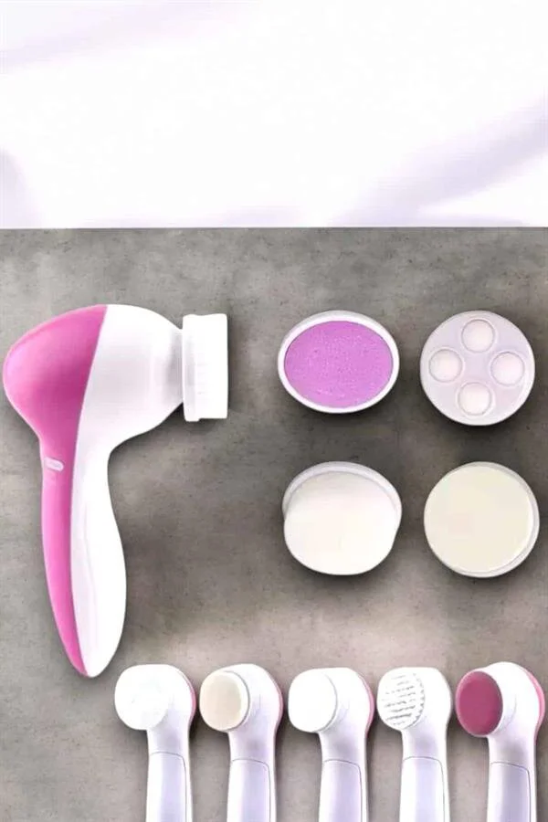 5 Başlıklı Taşınabilir Yüz Temizleme Cihazı - Masaj, Peeling ve Tonlama Makinesi