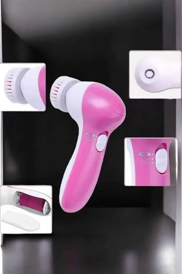 5 Başlıklı Taşınabilir Yüz Temizleme Cihazı - Masaj, Peeling ve Tonlama Makinesi