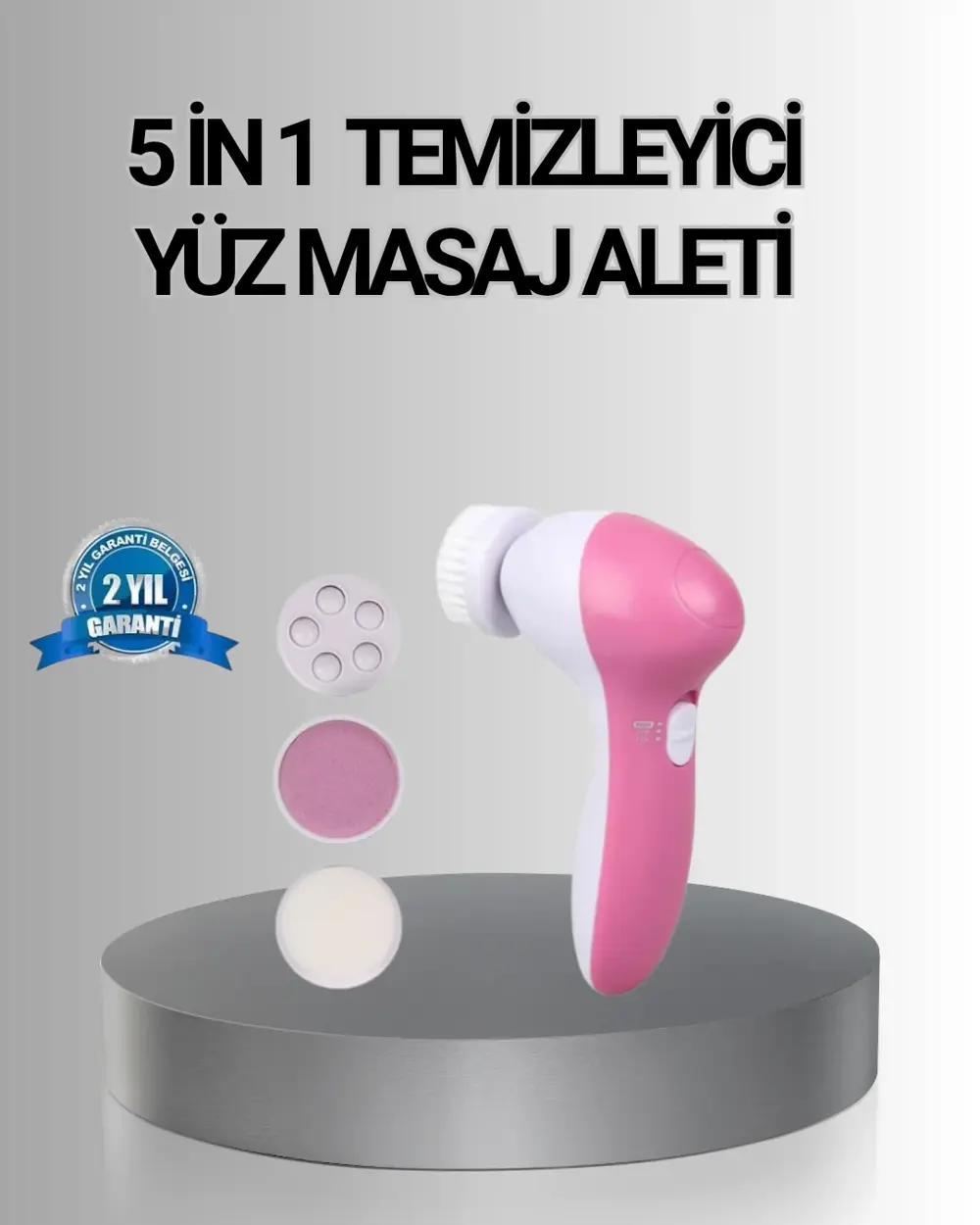 5 Başlıklı Yüz Masaj Aleti – Cilt Temizleme, Peeling, Siyah Nokta