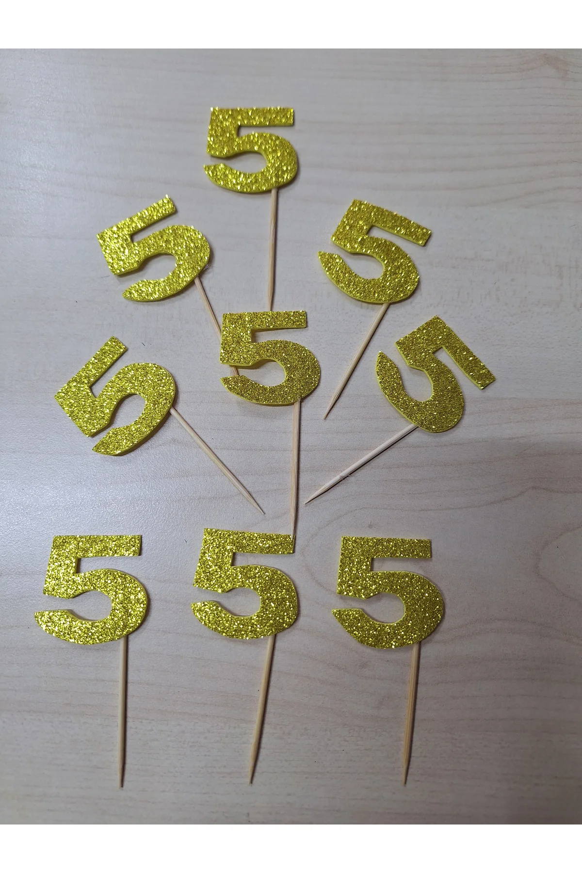 5 (Beş)yaş Gold Cupkek Pasta Süsü, Pasta Kürdanı 15 adet