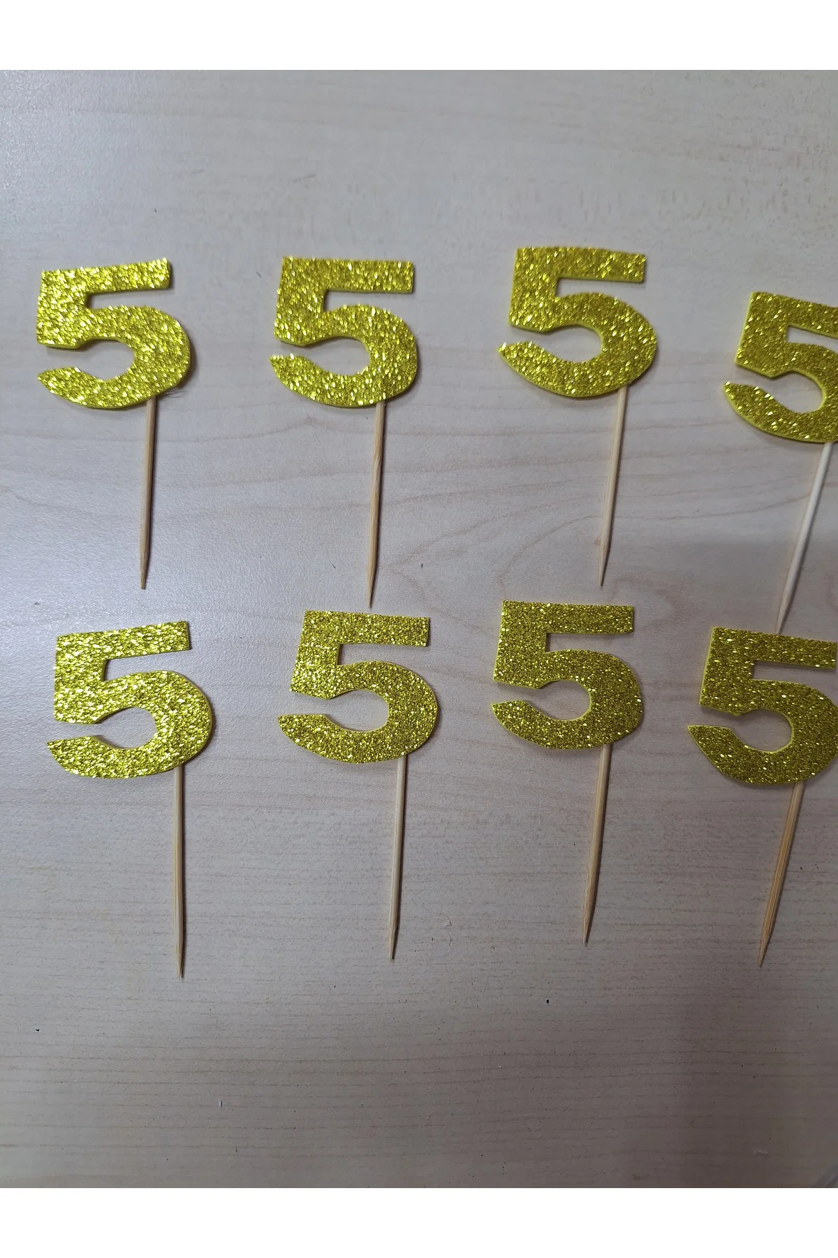 5 (Beş)yaş Gold Cupkek Pasta Süsü, Pasta Kürdanı 15 adet