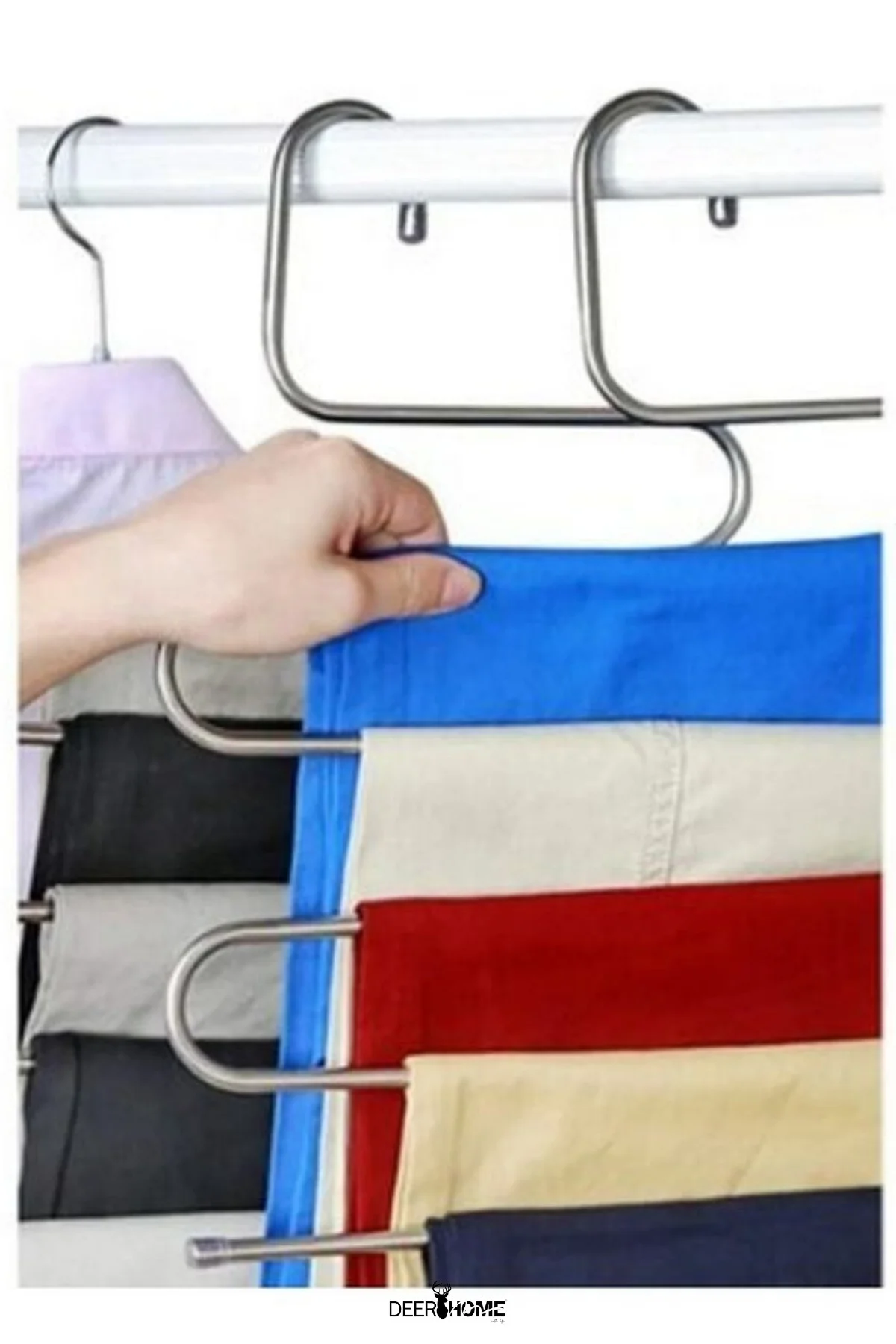 5 Bölmeli Metal Elbise Askısı - Giysi Pantalon Eşarp Fular Kıyafe