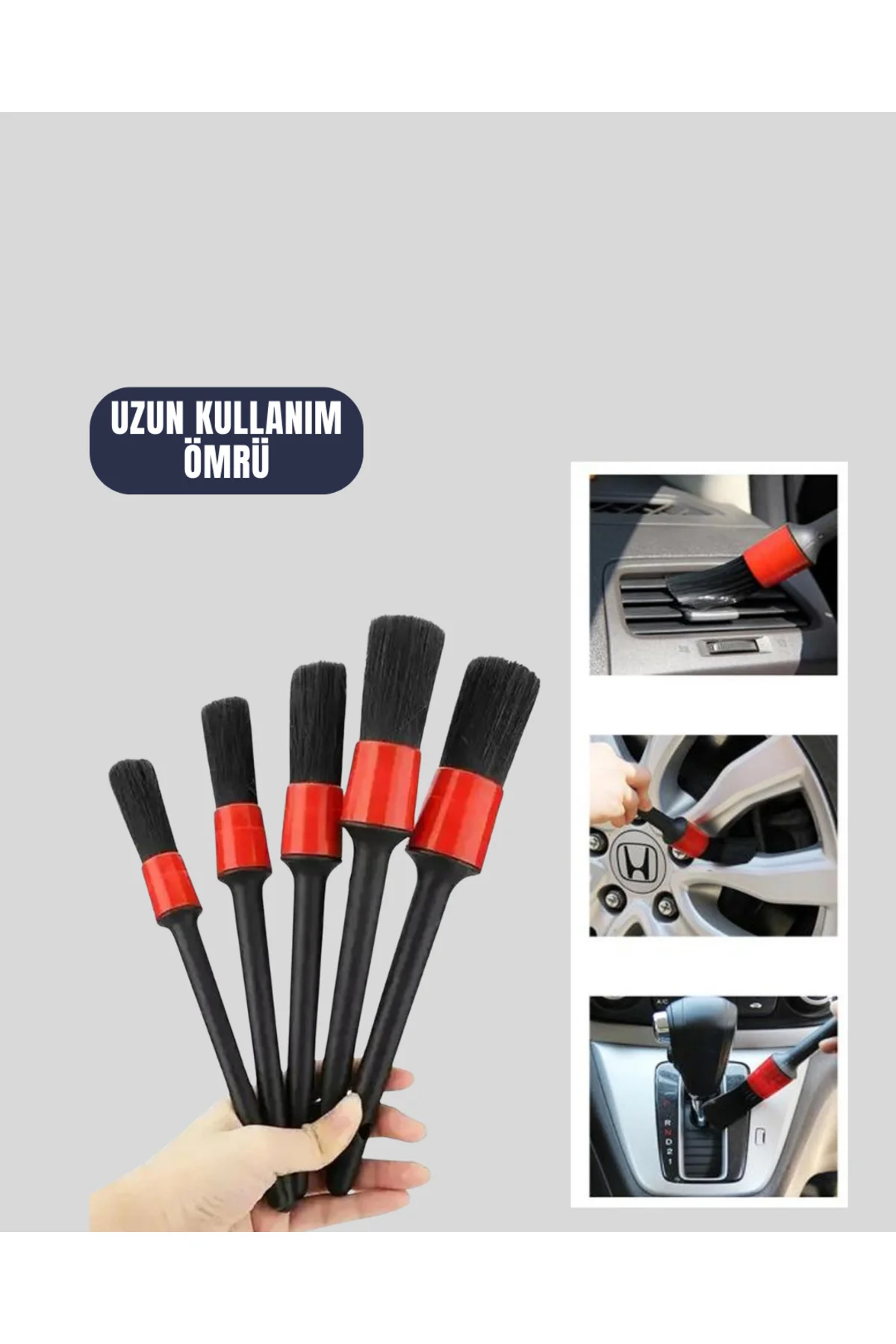 5 Boy Fırçalı Araba Temizlik Seti-Derin Temizlik Sağlayan Yumuşak