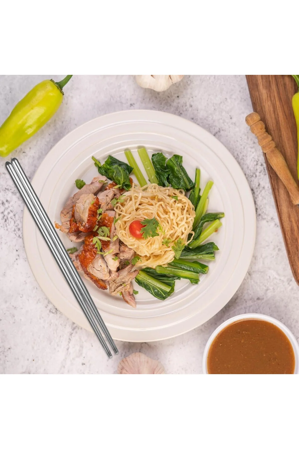 5 Çift Paslanmaz Çelik Chopsticks – Metal Çin Yeme Çubuğu Seti, K