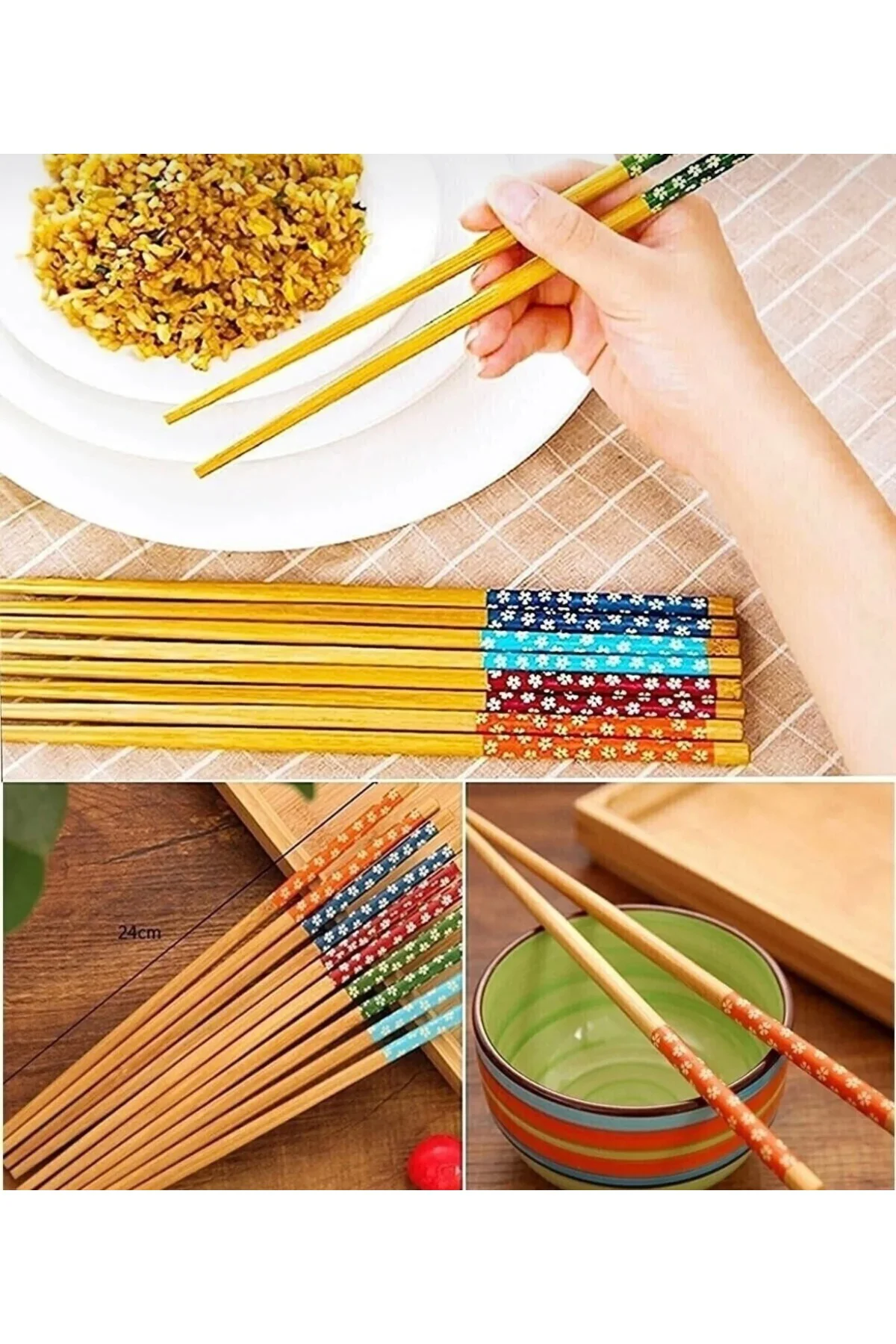 5 Çift Suşi Çubuğu Bambu Malzemeli Uzakdoğu Yemek Çubuğu