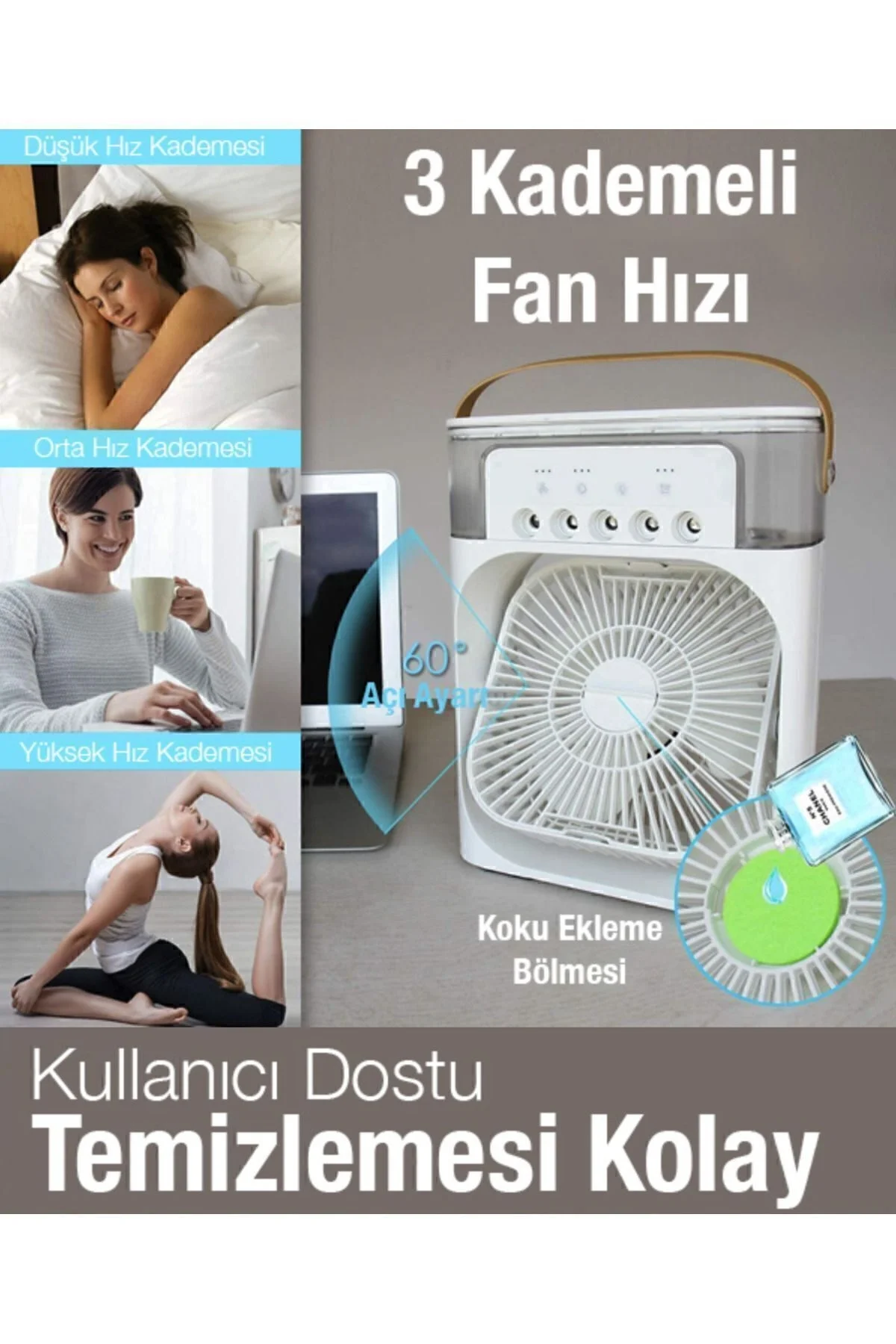 5 Çıkışlı Fanlı Ultrasonik Hava Nemlendirici, Oda Havasını Etkili Şekilde Nemlendirir