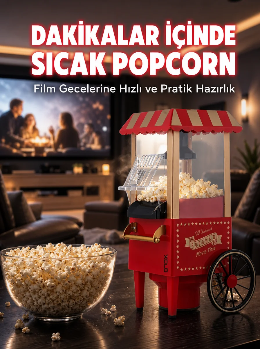 5 Dakikada Popcorn Hazırlayan Yağsız Patlatma Makinesi 5 Dakikada Popcorn Hazırlayan Yağsız Patlatma Makinesi