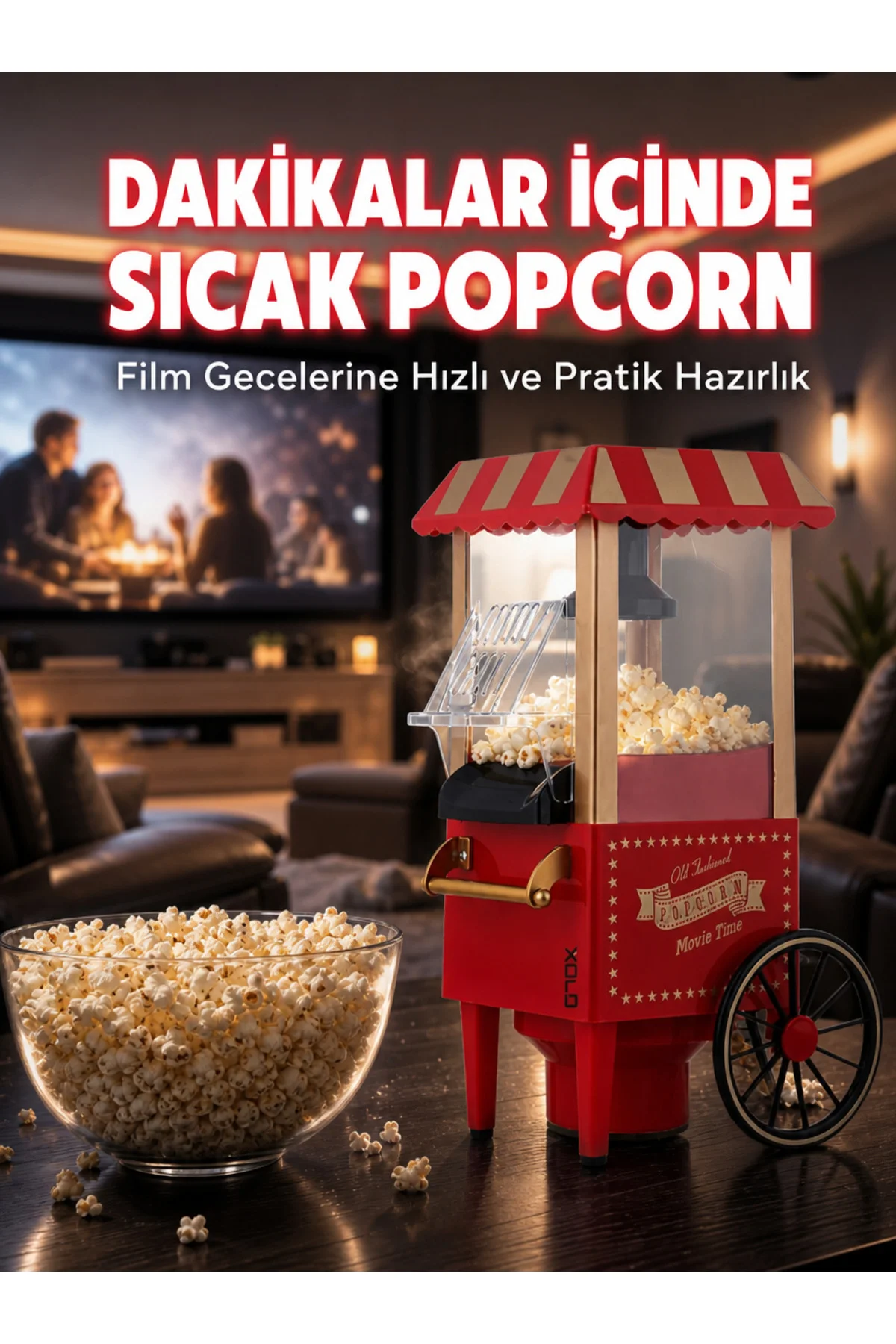 5 Dakikada Popcorn Hazırlayan Yağsız Patlatma Makinesi 5 Dakikada Popcorn Hazırlayan Yağsız Patlatma Makinesi