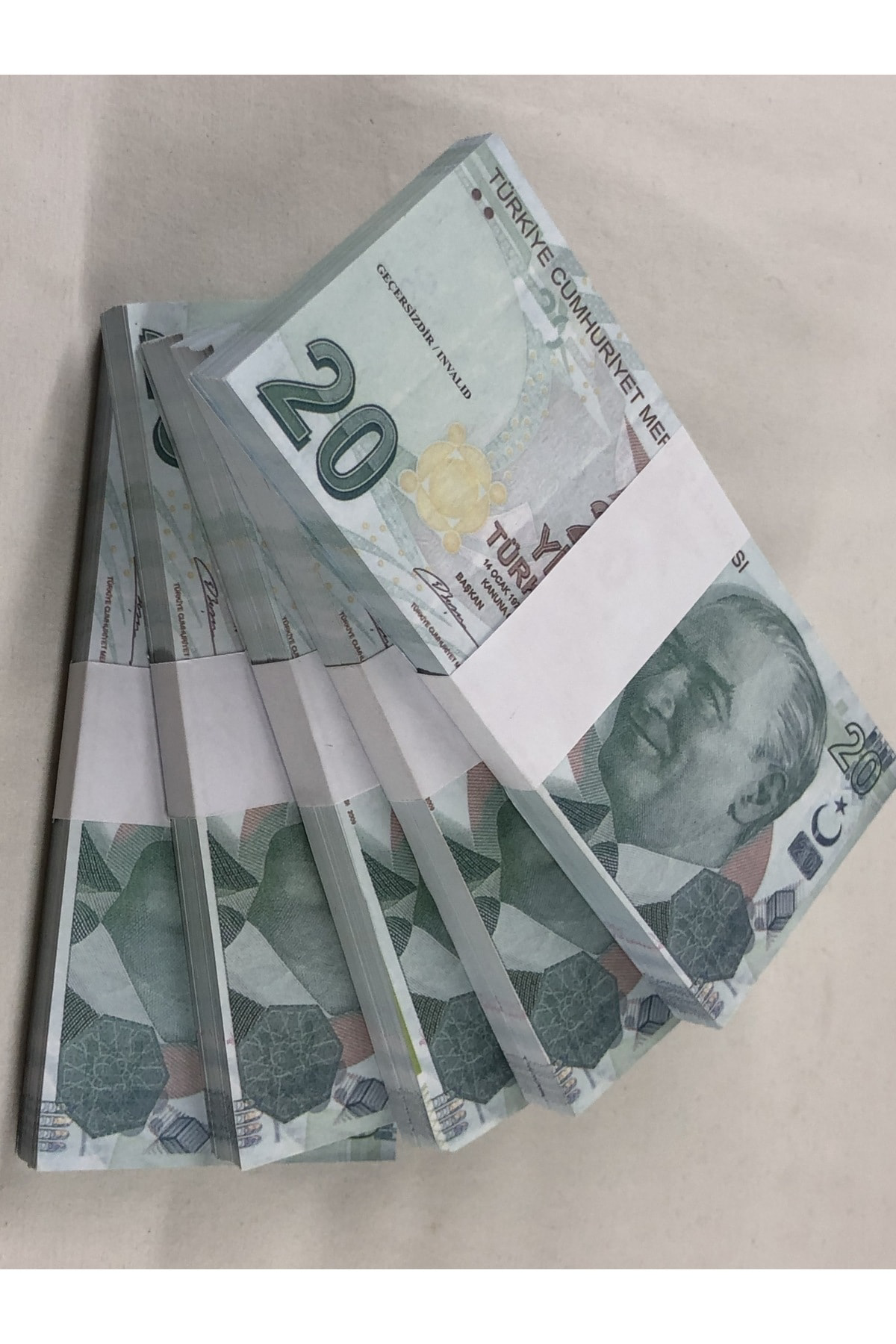 5 DESTE 20 TÜRK LİRASI SÜPER KOPYA PARA GEÇERSİZ DÜĞÜN PARASI