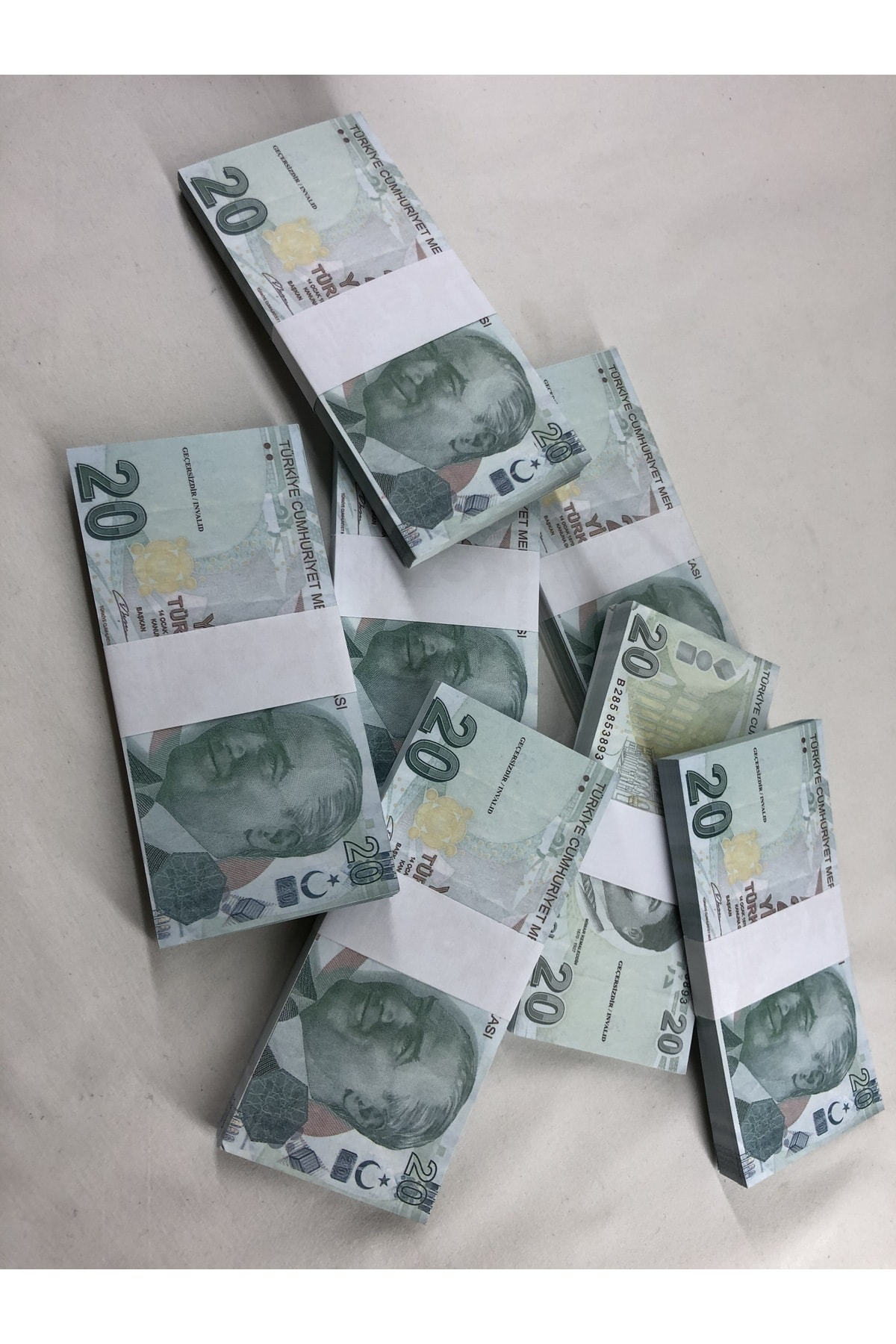 5 DESTE 20 TÜRK LİRASI SÜPER KOPYA PARA GEÇERSİZ DÜĞÜN PARASI