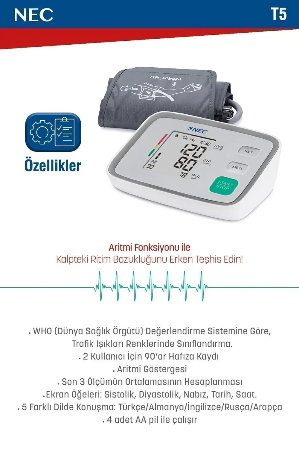 5 Dil Konuşan Tansiyon Aleti Almanca Ingilizce Rusşa Türkçe Arapç