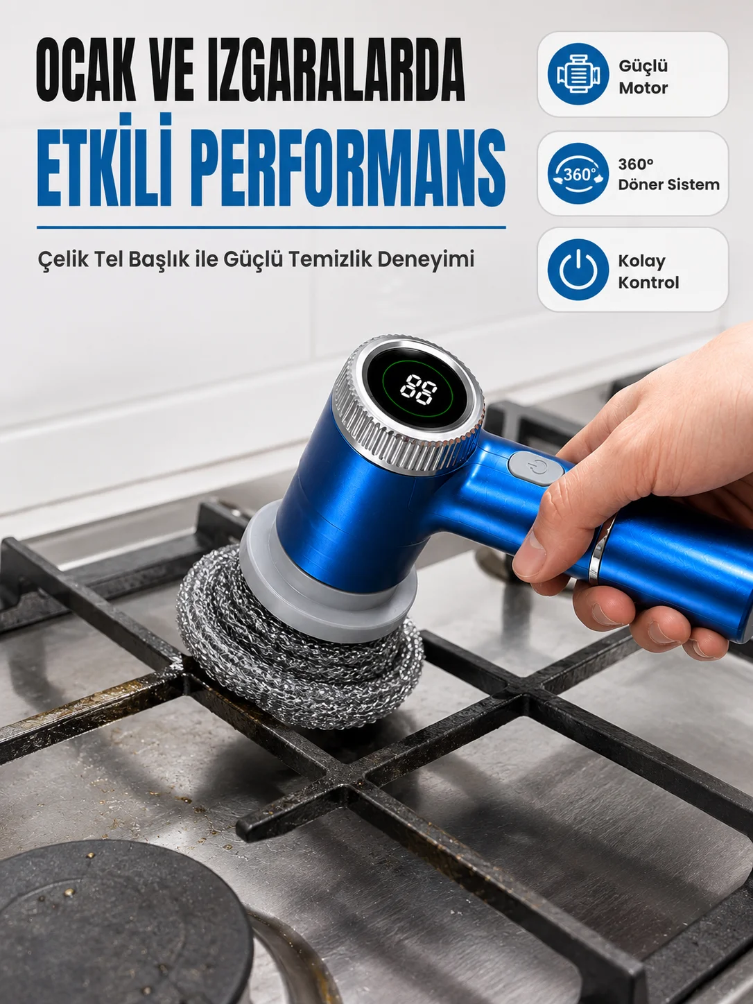 5 Farklı Değiştirilebilir Başlık ile Her Yüzey İçin Etkili Temizlik