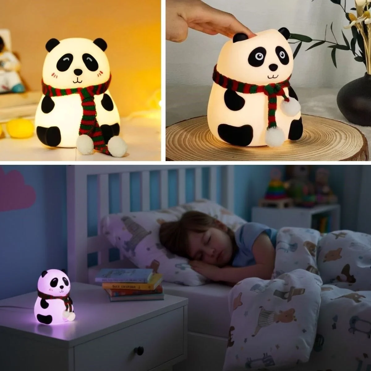 5 Farklı Renk Modlu Panda Figürlü Pofuduk LED Gece Lambası–Yumuşak Dokulu Çocuk Odası ve Dekoratif Şarjlı Ortam Işığı 5 Farklı Renk Modlu Panda Figürlü Pofuduk LED Gece Lambası–Yumuşak Dokulu Çocuk Odası ve Dekoratif Şarjlı Ortam Işığı