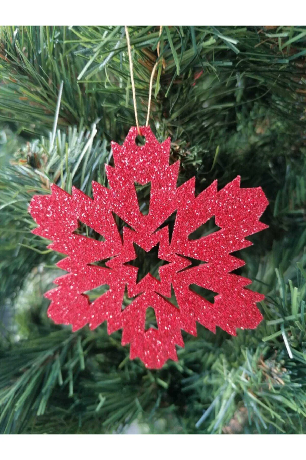 5 Farklı Renkte Kar Tanesi Simli Eva Ağaç Ve Hediye Süsü 8x8cm 15