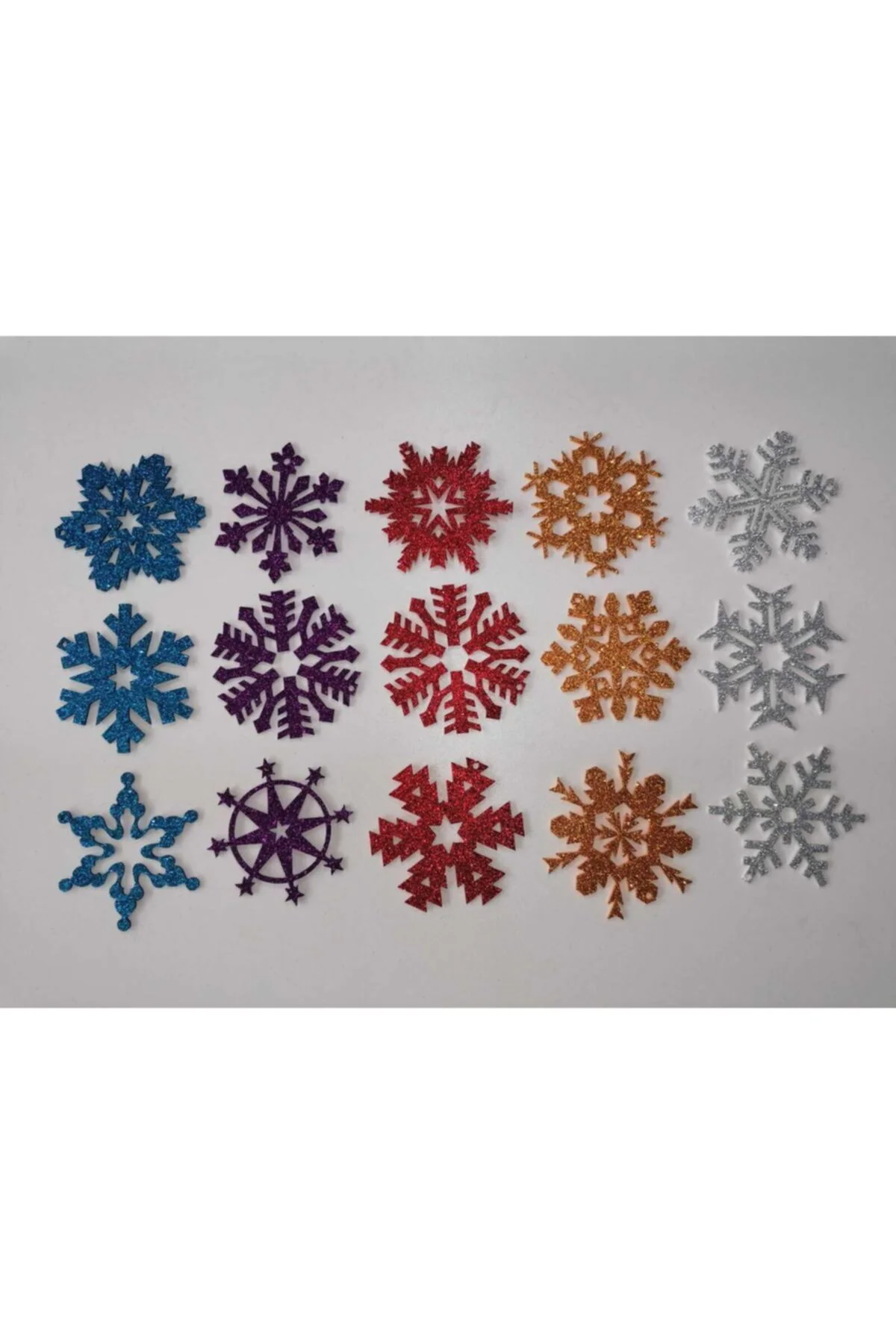 5 Farklı Renkte Kar Tanesi Simli Eva Ağaç Ve Hediye Süsü 8x8cm 15