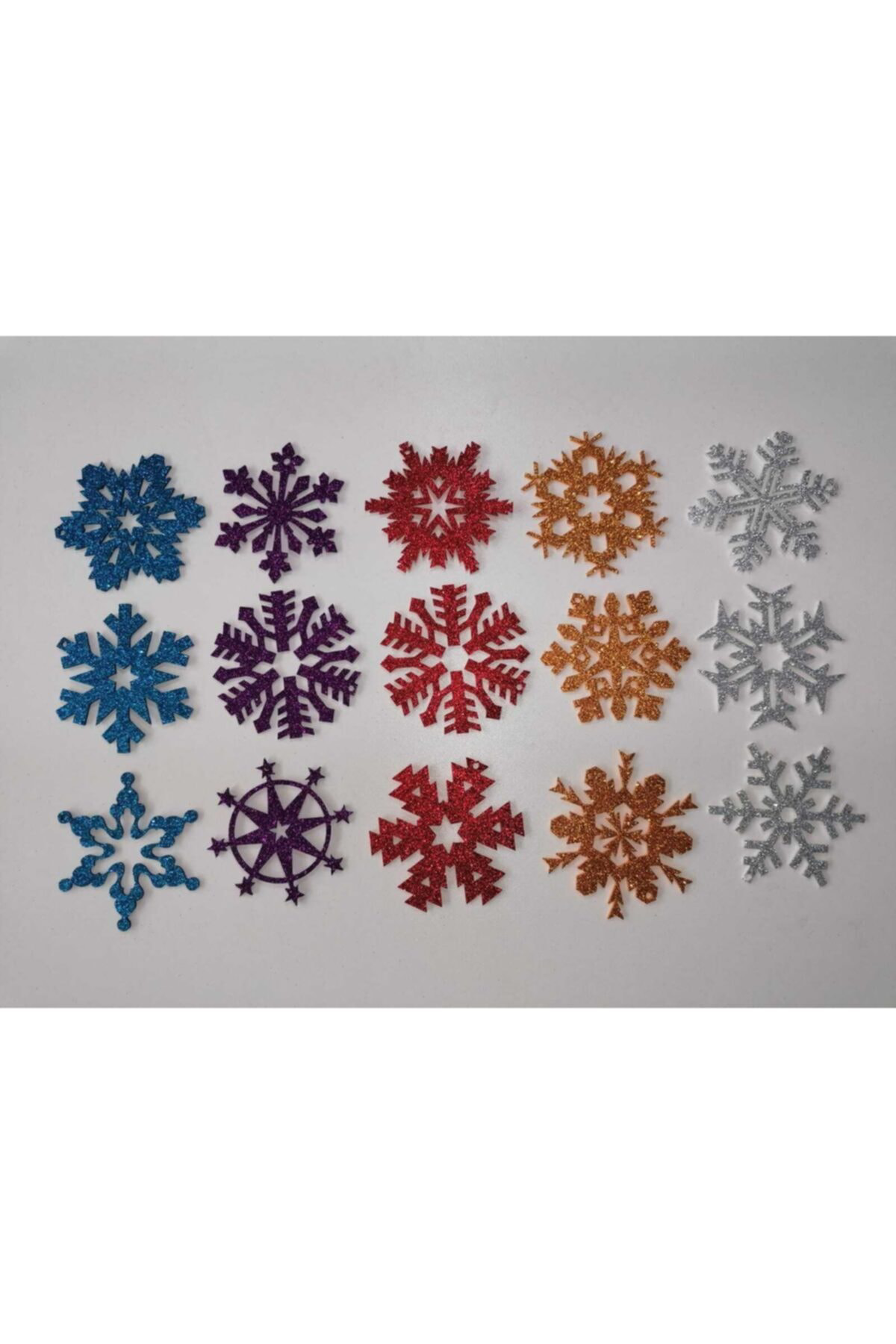 Leylaser 5 Farklı Renkte Kar Tanesi Simli Eva Ağaç Ve Hediye Süsü 8X8cm 15