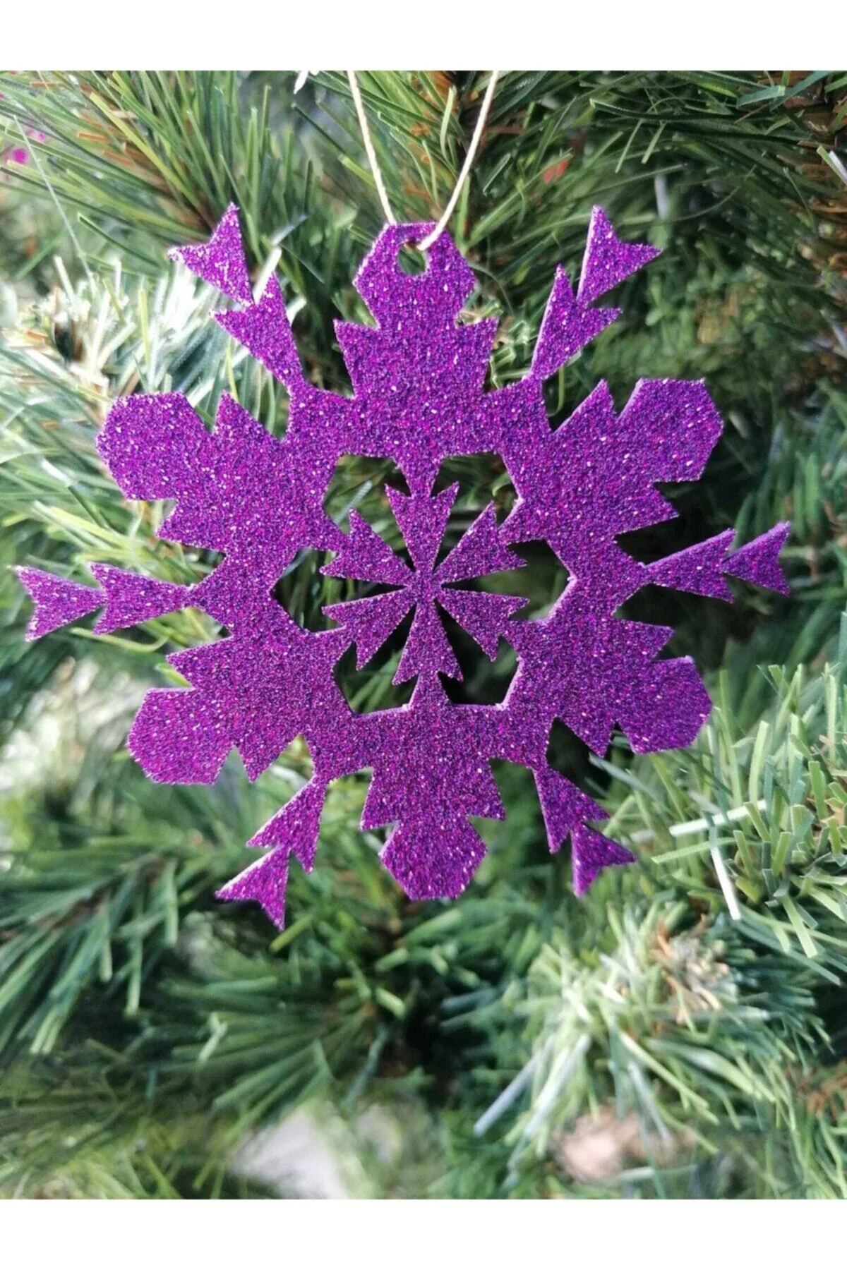 5 Farklı Renkte Kar Tanesi Simli Eva Ağaç Ve Hediye Süsü 8x8cm 15