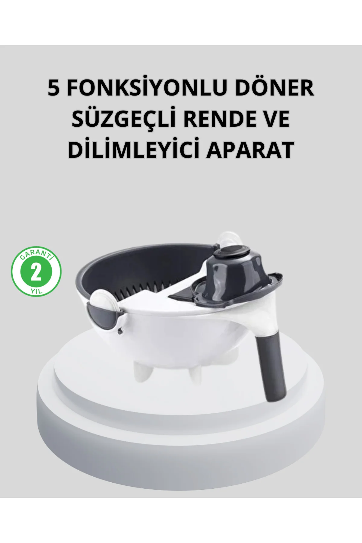 5 Fonksiyonlu Döner Rende Süzgeçli Çok Amaçlı Sebze Doğrayıcı Kay