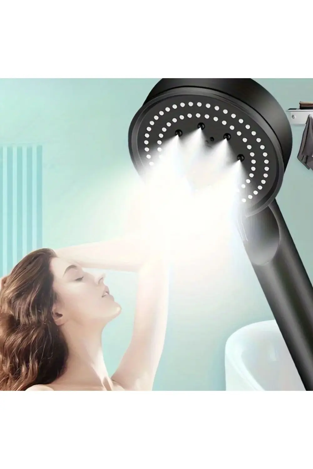 ® 5 Fonksiyonlu Yüksek Basınçlı Ayarlanabilir Siyah Duş Başlığı