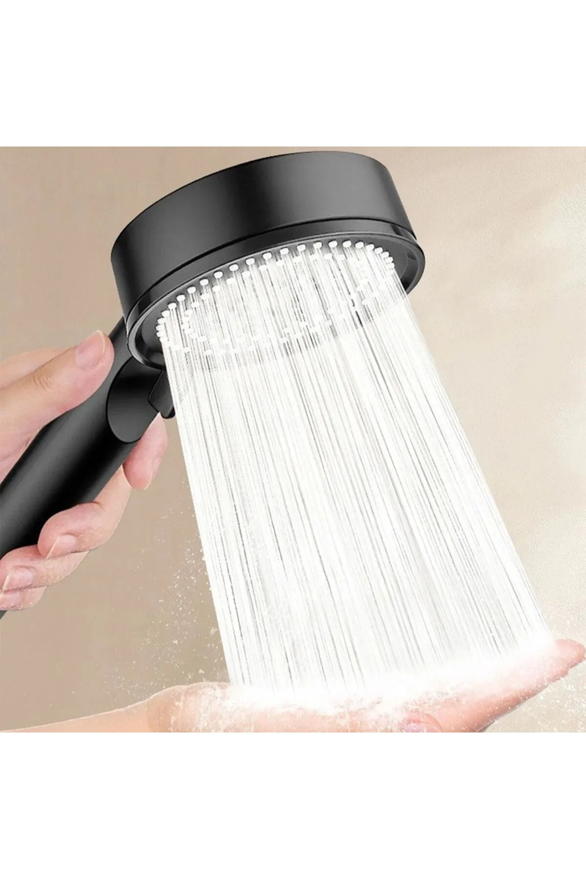 5 Fonksiyonlu Yüksek Basınçlı Ayarlanabilir Siyah Duş Başlığı (50