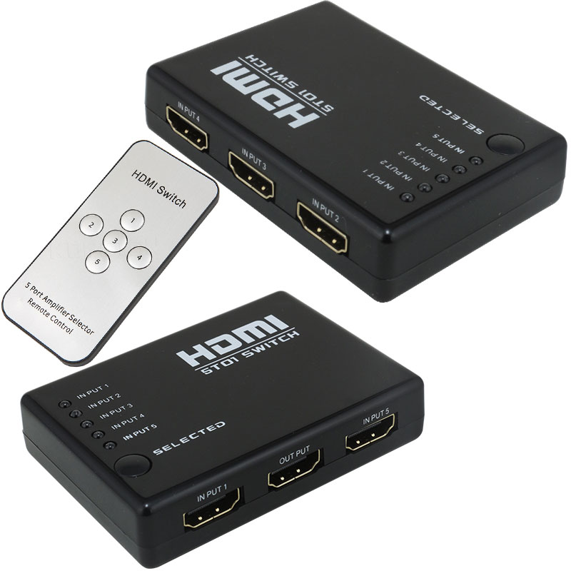 5 GİRİŞ 1 ÇIKIŞ HDMI SWITCHER TOPLAYICI KUMANDALI ADAPTÖRSÜZ (474