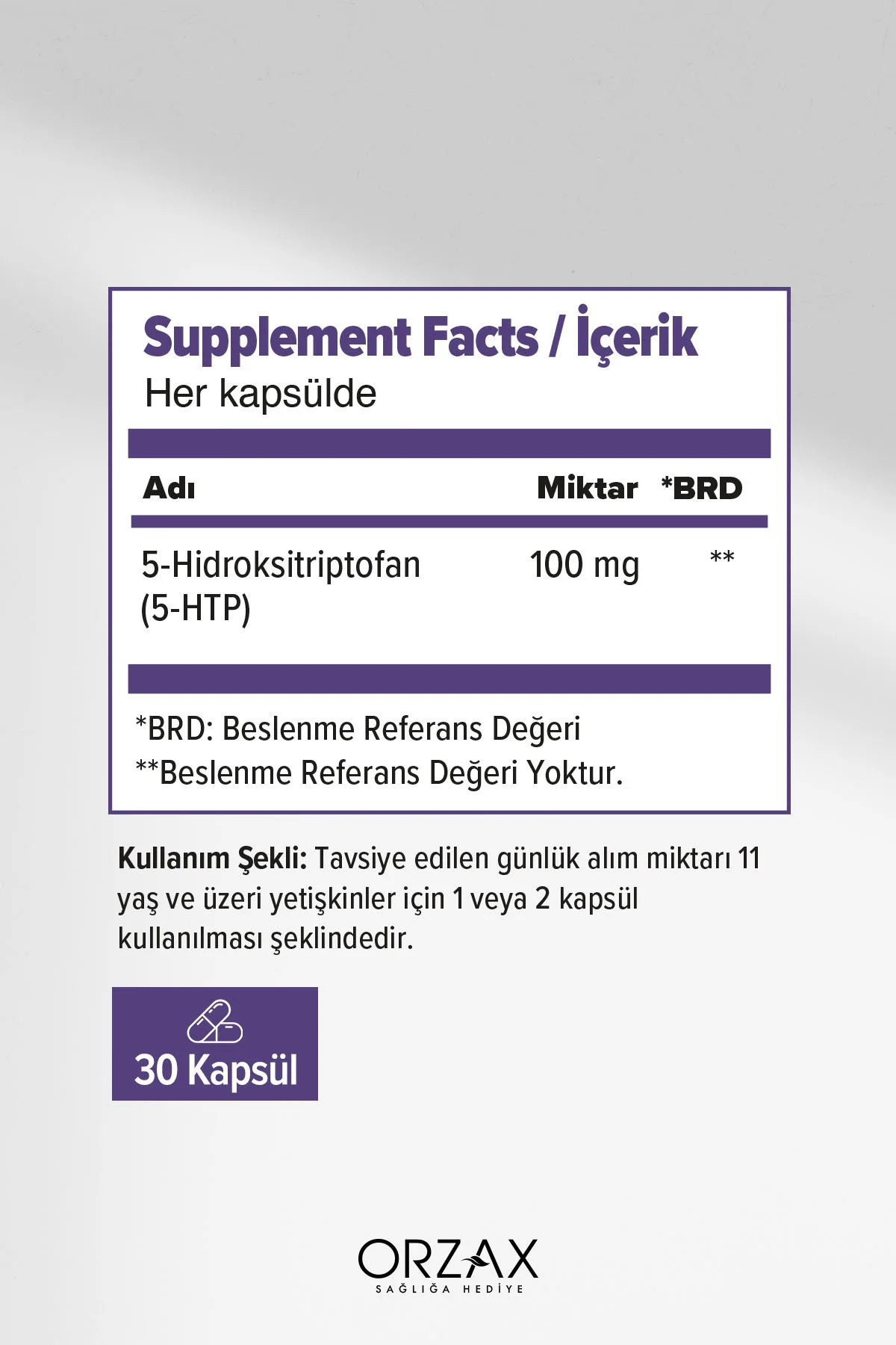 5 HTP 100 Mg 30 Kapsül