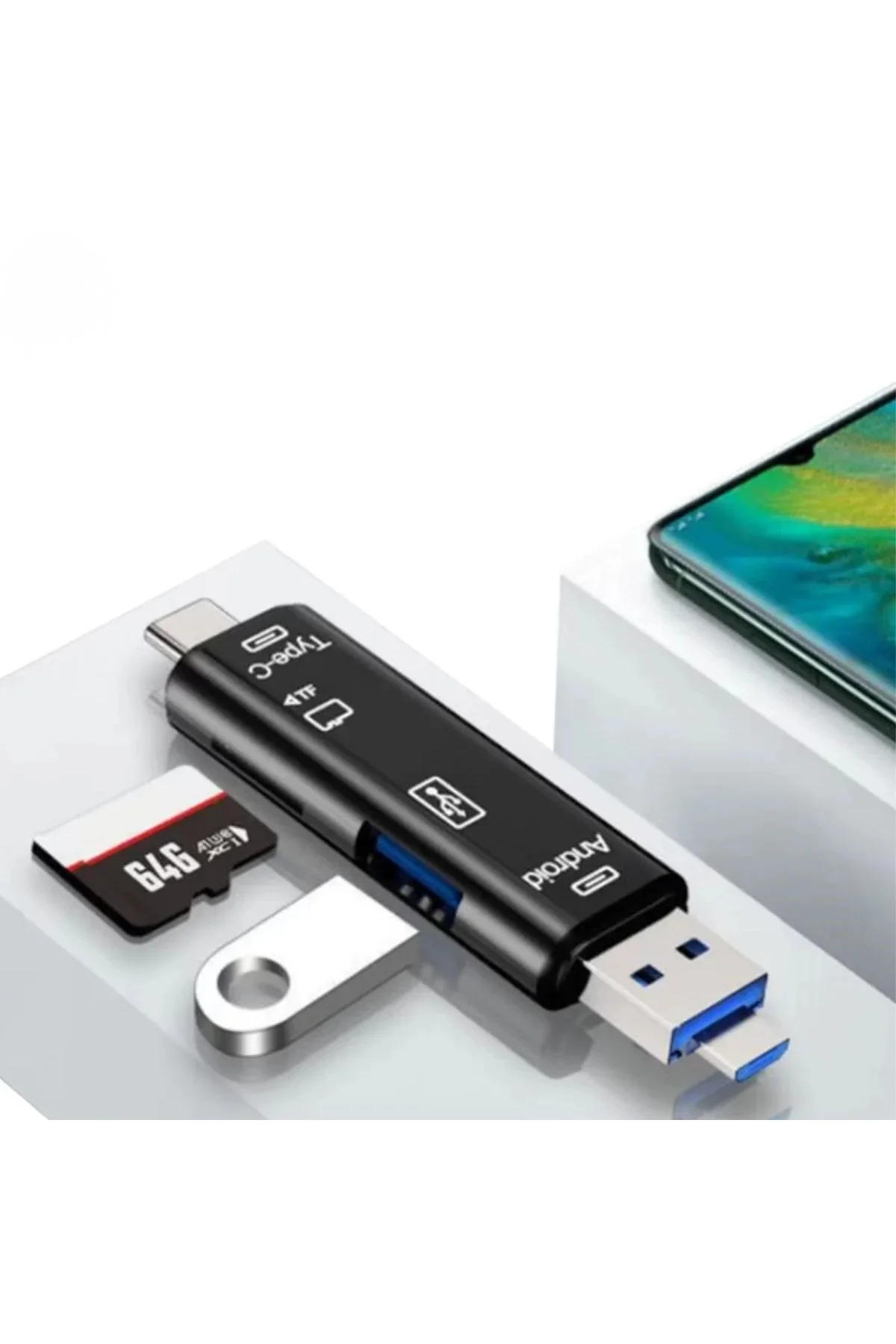 5 in 1 Çok Fonksiyonlu USB 2.0 Micro Sd Kart Okuyucu - Usb/micro Usb/type-C Çıkışlı, Otg Çevirici 5 in 1 Çok Fonksiyonlu USB 2.0 Micro Sd Kart Okuyucu - Usb/micro Usb/type-C Çıkışlı, Otg Çevirici