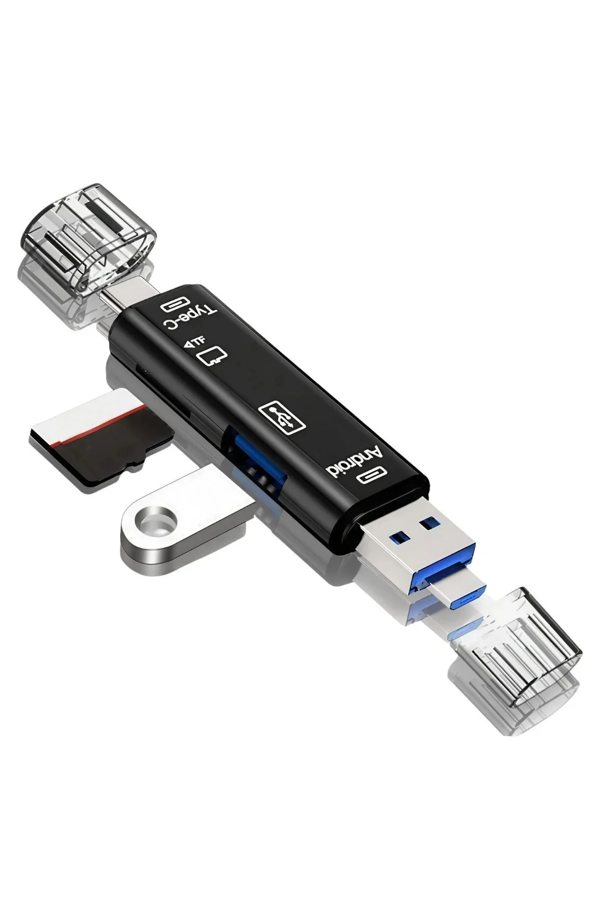 5 in 1 Çok Fonksiyonlu USB 2.0 Micro Sd Kart Okuyucu - Usb/micro Usb/type-C Çıkışlı, Otg Çevirici 5 in 1 Çok Fonksiyonlu USB 2.0 Micro Sd Kart Okuyucu - Usb/micro Usb/type-C Çıkışlı, Otg Çevirici