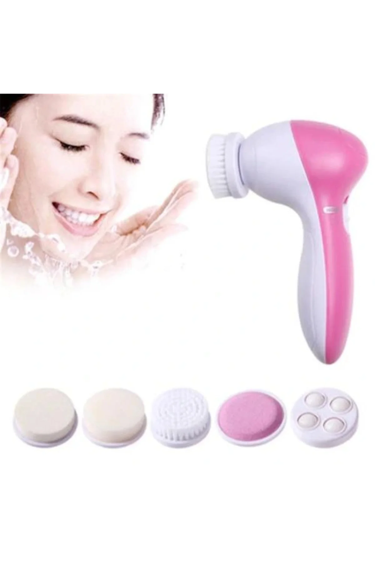 5 İn 1 Pilli Yüz Temizleme,masaj Ve Peeling Fırça Seti