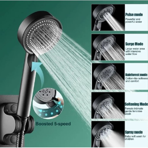 Woody Sofia 5 Kademeli Duş Başlığı Siyah