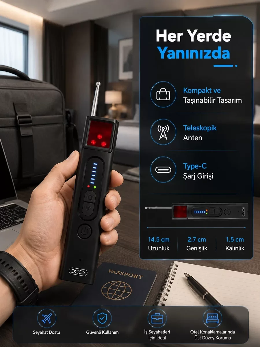5 Kademeli Hassasiyet Ayarlı Kablosuz Sinyal Dedektörü