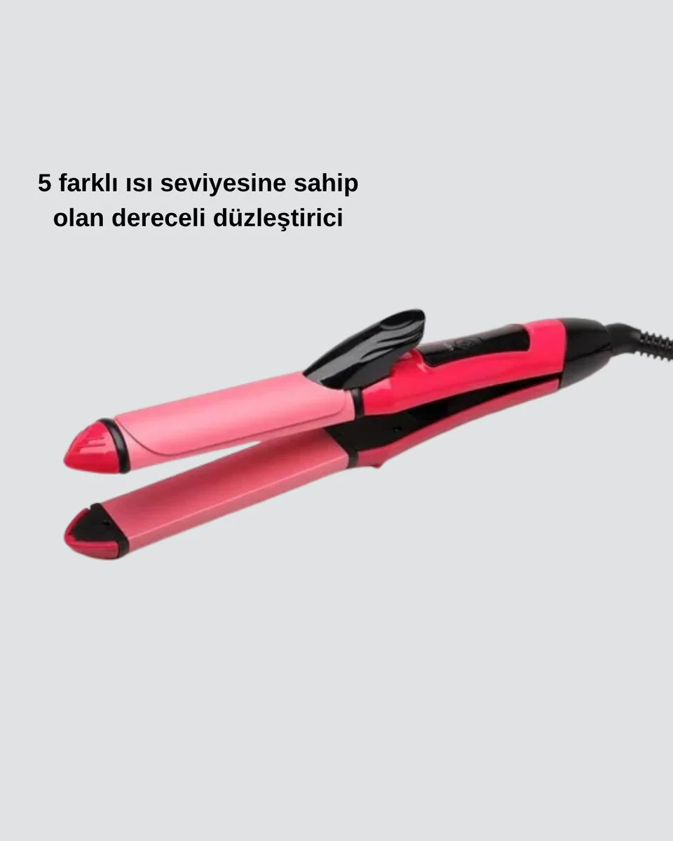 5 Kademeli Seramik Saç Düzleştirici 26mm - Hem Düzleştirici Hem Kıvırcık Yapıcı Profesyonel Saç Şekillendirici