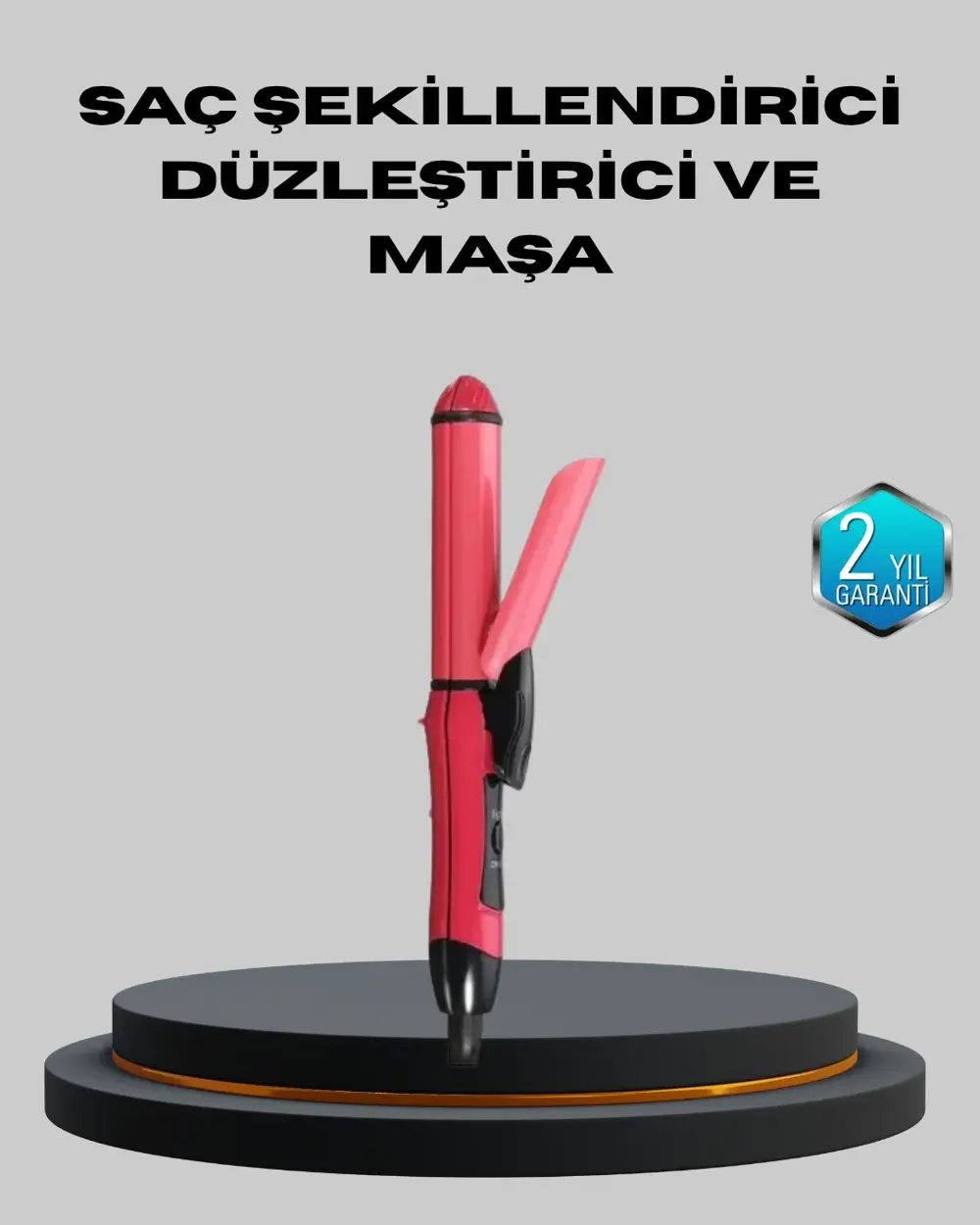 5 Kademeli Seramik Saç Düzleştirici – Düz ve Kıvırcık Mod, 26 mm