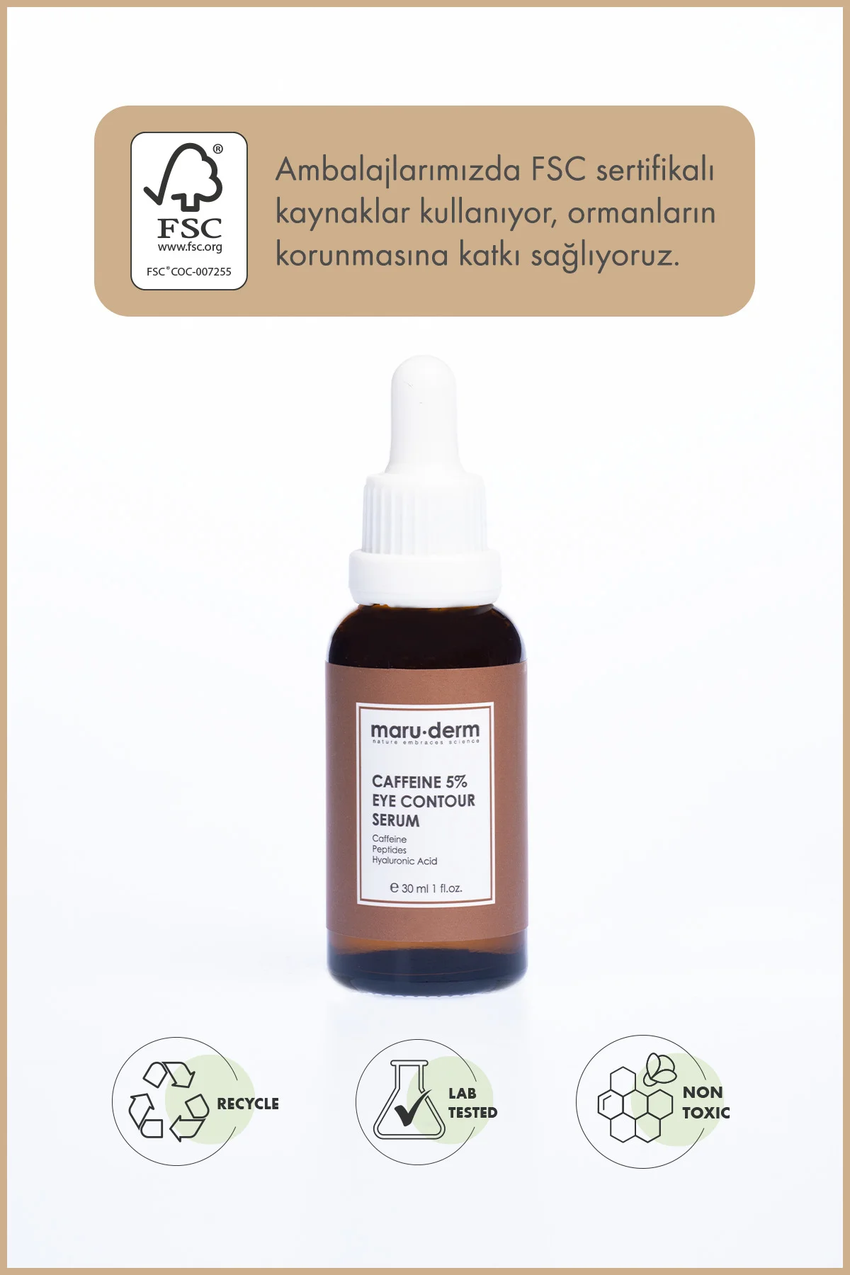 %5 Kafein + Peptit + Hyalüronik Asit Göz Çevresi Serumu 30 ML