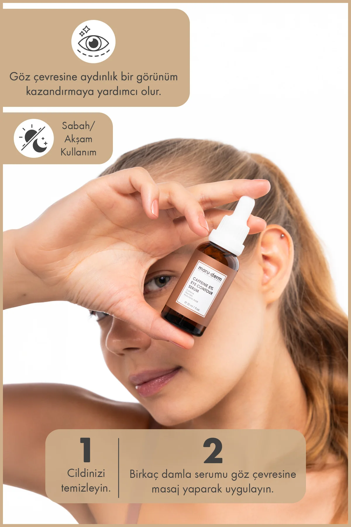 %5 Kafein + Peptit + Hyalüronik Asit Göz Çevresi Serumu 30 ML