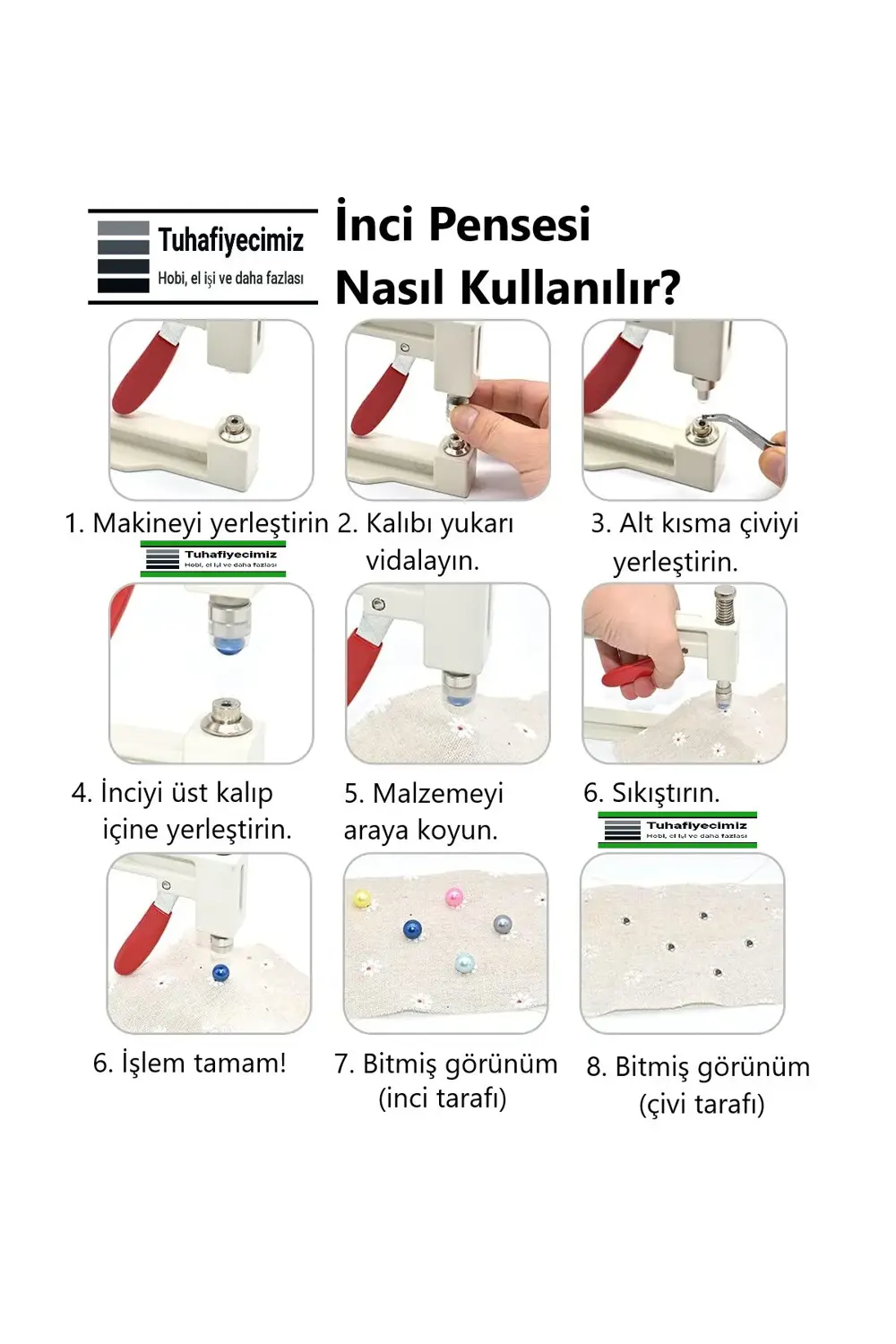 5 Kalıplı, ve 100 gr. Çakma İncili Manuel İnci Çakma Makinesi, İn