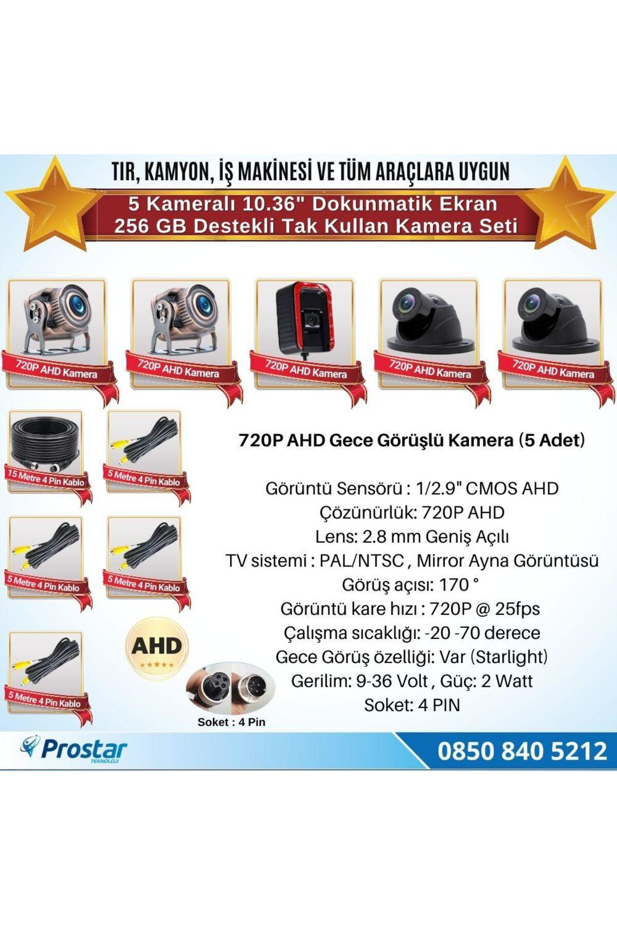 5 Kameralı 10.36" Dokunmatik Kayıtlı Ekranlı 256 GB SD Kart Deste 5 Kameralı 10.36" Dokunmatik Kayıtlı Ekranlı 256 GB SD Kart Deste