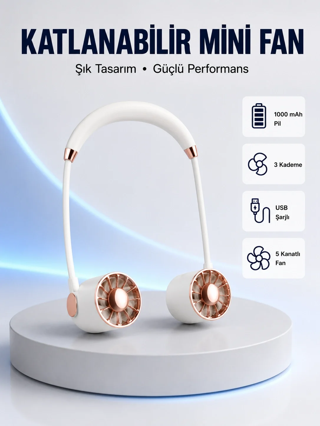 5 Kanatlı Sessiz Mini Fan 3 Vitesli Katlanabilir Asılabilir Fiyatı, Yorumları ve Özellikleri