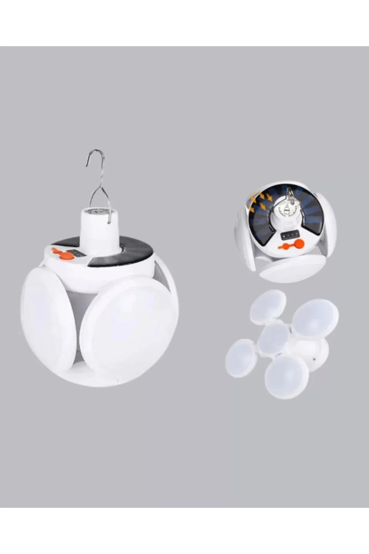 5 Kanatlı Solar Kamp Lambası – USB Şarjlı, Taşınabilir, IP65 Su G